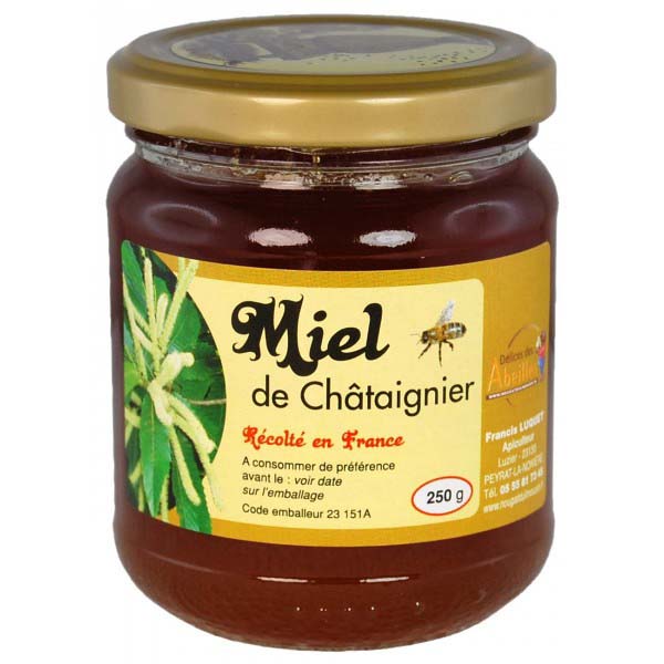 Miel artisanal de chataignier produit en France